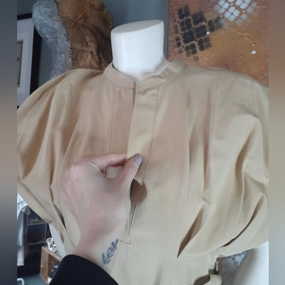 Zara Cotton Blend Elegant Tan Mini Dress - Picture 5 of 14